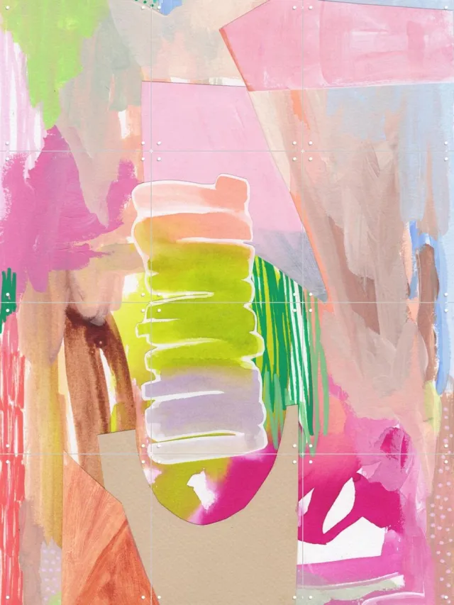IXXI Unicorn Dreams, Henriette Visscher - 60 x 80 cm - Grote wanddecoratie en posters - Gemengde Technieken, Speels, Kleurrijk, Collage, Abstract Groen / Roze / Geel