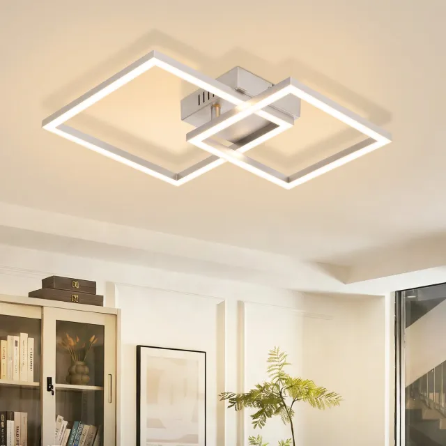 NETTLIFE LED Plafondlamp - Vierkant - Zilver - 20W - 3000K - Draaibaar Design - Slaapkamer Woonkamer Keuken Hal Kantoor Eetkamer Zilver-3