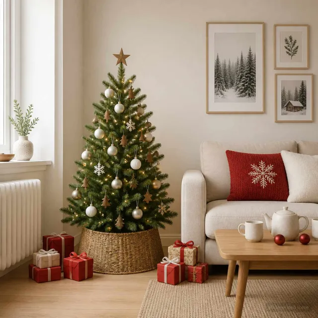 vidaXL Kerstboomkraag Rond Naturel Dia. 45 x 22 cm Zeegras