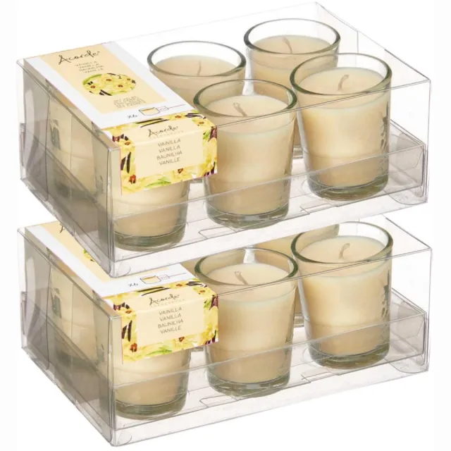 Arte r Arte regal geurkaarsen - 12x - vanille geur - licht geel - 8 branduren - in glas - aroma kaars Lichtgeel