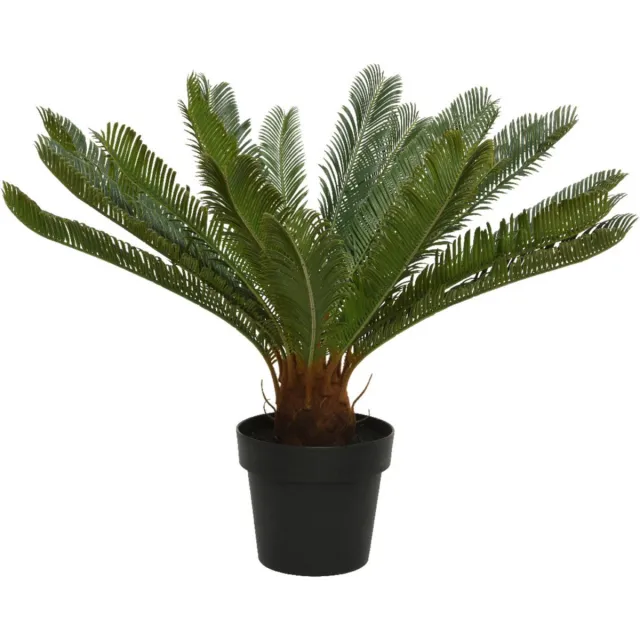 Decoris Kunstplant Varenpalm - groen - D80 x H60 cm - zwarte pot - kunststof - Varens planten