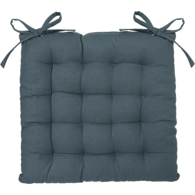 Atmosphera Stoelkussen Loria Blauw38 x 38 cm - Met 2 lintjes - 100% katoen