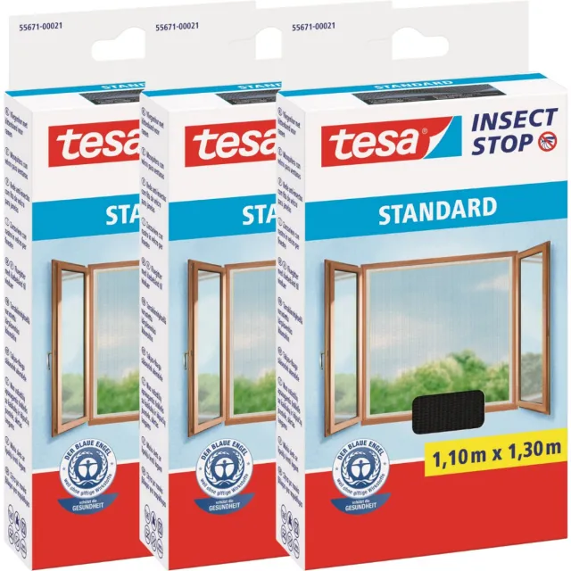 Tesa Standard - Raam Muggenhor - 1,1m x 1,3m - Zwart - x3