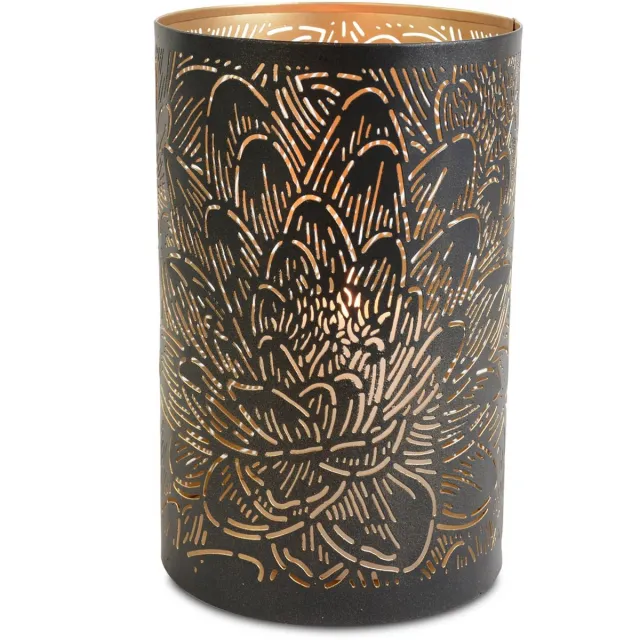 Riffelmacher & Weinberger Decoratieve Windlicht Bladmotief Zwart en Goud Ø 13 x 20 cm Metaal