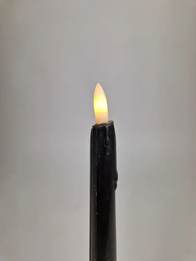 Magic Flame Candles led kaars met druipend kaarsvet - zwart - 2 stuks - 24 cm - led kaarsen op batterij - led kaarsen met flikkerende vlam - led dinerkaars