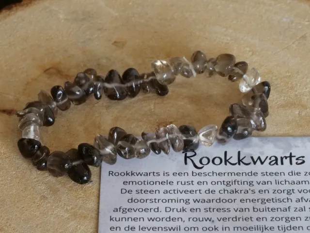GemsByShy Rookkwarts armband met split steentjes - edelstenen - Perfect cadeau voor mannen en vrouwen - Inclusief uitleg - Spiritueel - Bescherming - Aarding - Ontgifting - Verdriet - Rouw - 100% NATUURLIJK Grijs