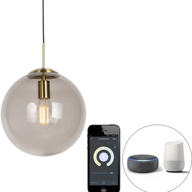 QAZQA ball - Moderne LED Smart Hanglamp incl. wifi - 1 lichts - Ø 30 cm - Goud/messing - Woonkamer | Slaapkamer | Keuken Goud/messing Smart LED
