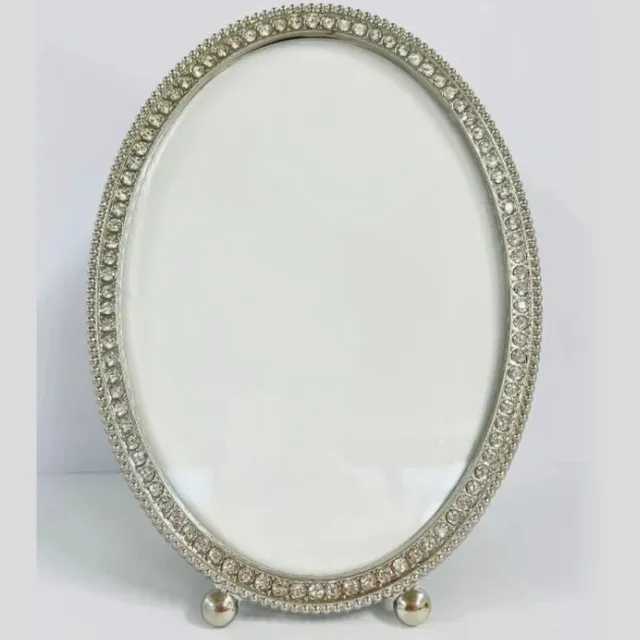 MEA Fotolijstje ovaal m strass zilverkleur metaal 14x1,5x19,5cm