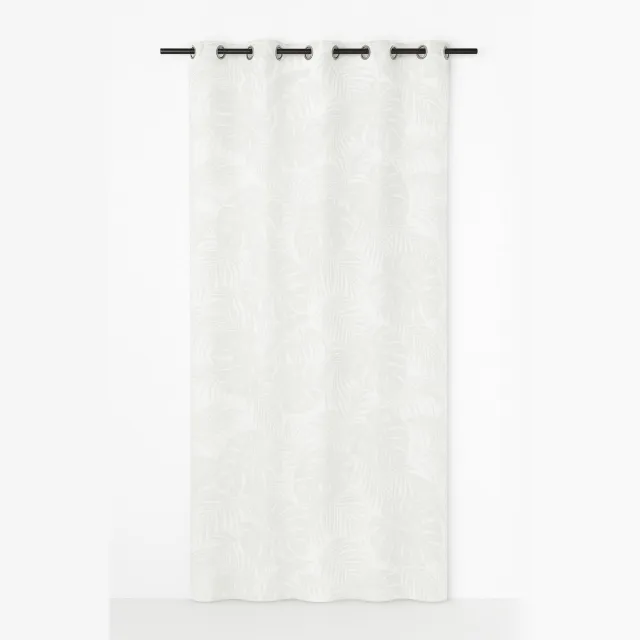 Linen & More Monna voorhang gordijn monstera natuur 8 Rings 135 x 260 cm