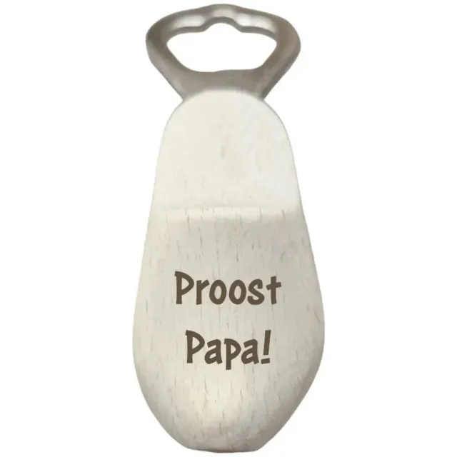 Hogenkamp Klompen & Souvenirs Klomp flesopener - Proost Papa - Vaderdag cadeau - Vaderdag - Papa - Bieropener - Flesopener - Gravering - Bier accessoires Beige