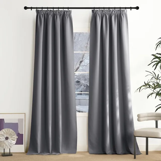 Unyqoos Grijze verduisteringsgordijnen met plooiband en hittebescherming 240x140 cm Grijs
