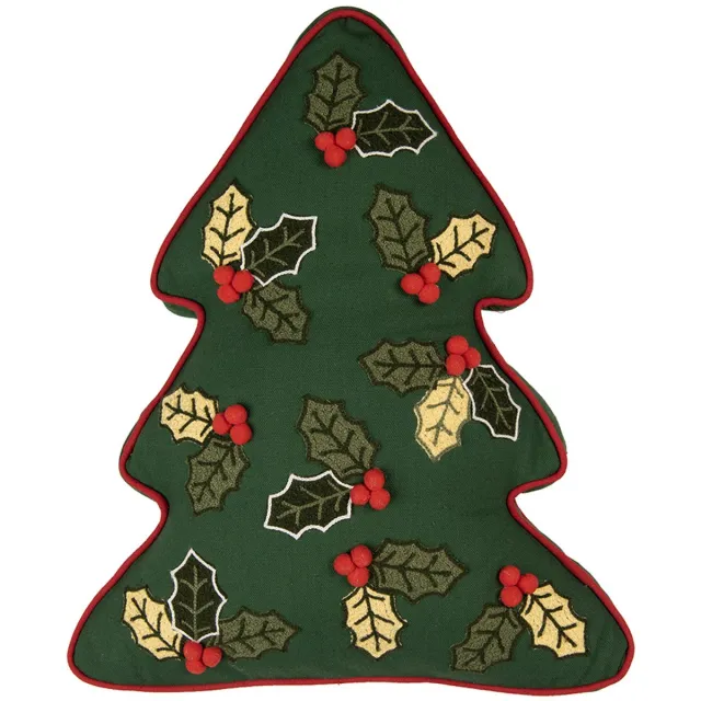 Clayre & Eef Sierkussen Kerstboom 38x40x4 cm Groen Polyester