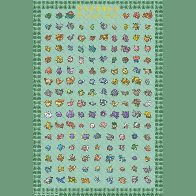 Pokémon Pixel Art Unisex Poster - meerkleurig - Standard multicolor