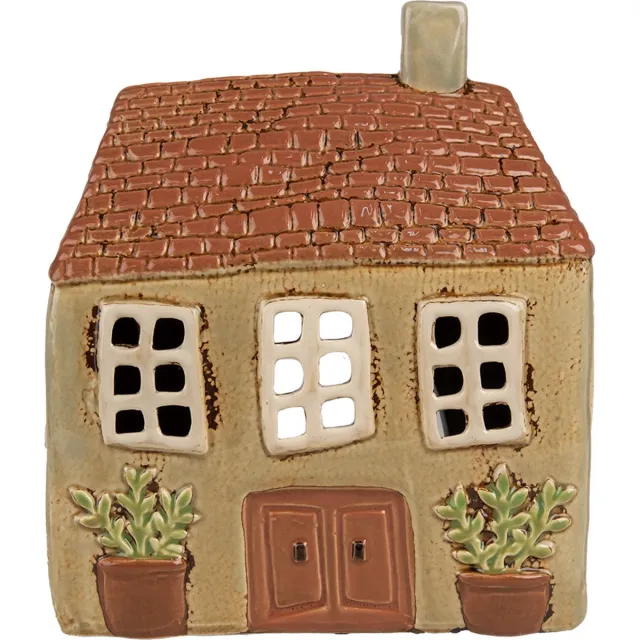 Clayre & Eef Waxinelichthouder Huis 17x10x19 cm Groen Oranje Keramiek