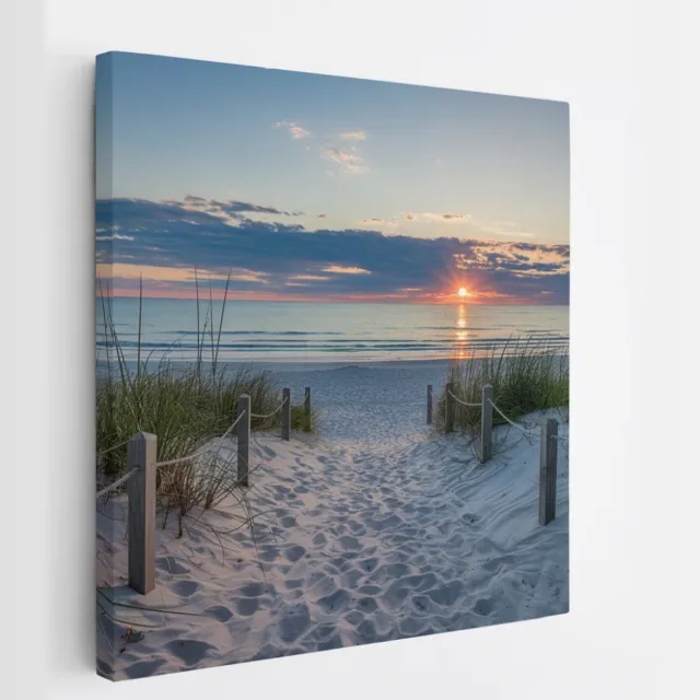 Saammp Canvas Schilderij - Pad naar de Zee tussen het helmgras - Strand - 40x40 - Foto op canvas - Wanddecoratie - muurdecoratie Woonkamer - Slaapkamer decoratie - Canvas Print Multicolor
