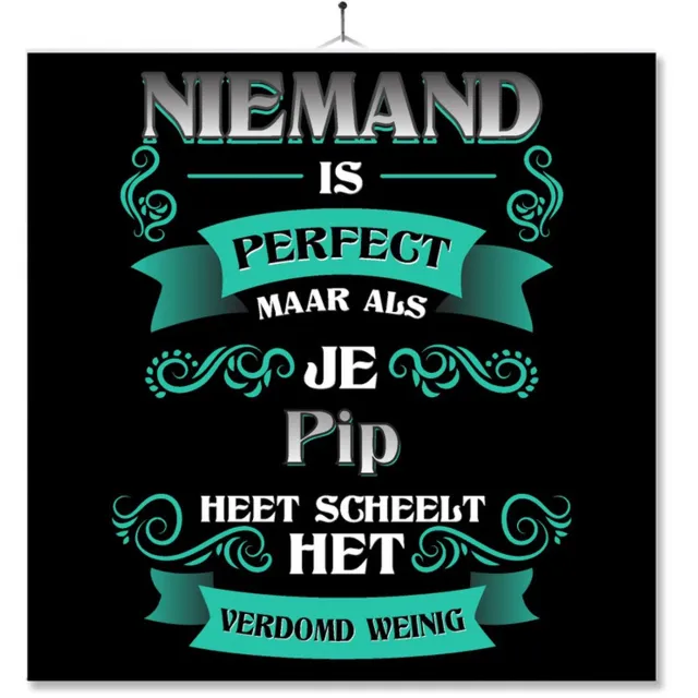 MC Living Tegel Met Opdruk | Kado | Cadeau | Niemand Is Perfect Maar Als Je Pip Heet Scheelt Het Verdomd Weinig Multi-Color