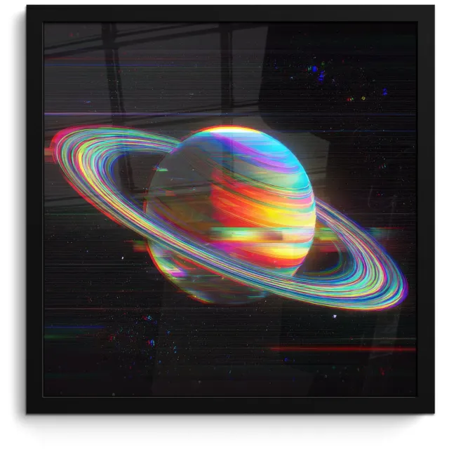 FrameYourWall Poster in lijst - Fotolijst 40x40 cm - Posters - Planeet - Cirkel - Kleurrijk - Posterlijst zwart - Decoratie - Wanddecoratie woonkamer - Muurdecoratie slaapkamer