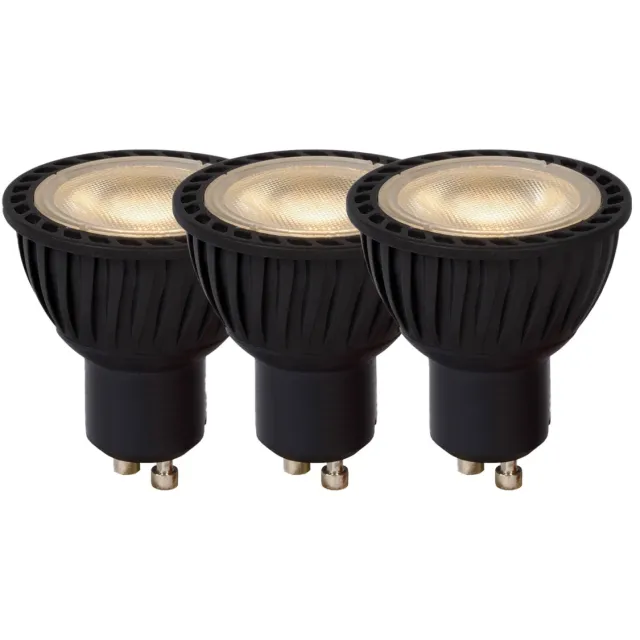 Lucide MR16 - Led lamp - Ø 5 cm - LED Dimb. - GU10 - 3x5W 3000K - Zwart Zwart, Transparant