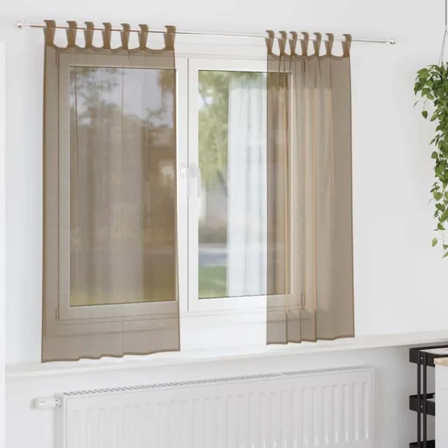 vidaXL Gordijnen voile met lussen 2 st 140x175 cm lichtbruin bruin