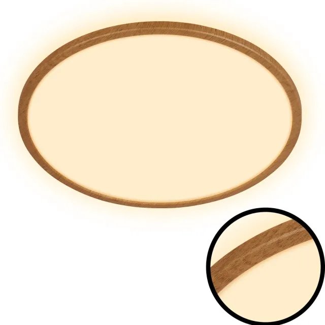 B.K.Licht BRILONER Tava Wood - LED Plafonniere met houtlook - plafondlamp met Indirect licht - warm wit licht - Ø42cm - 22W bruin (rond)