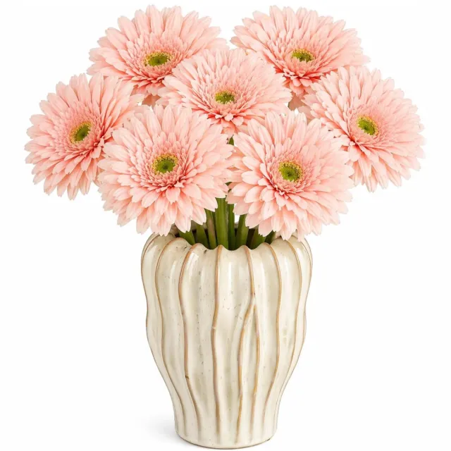 Mica Decorations Kunstbloem Gerbera Floral - 8x - H60 cm - roze - kunststof - stelen kunstbloemen - boeket - rozen bloemetjes