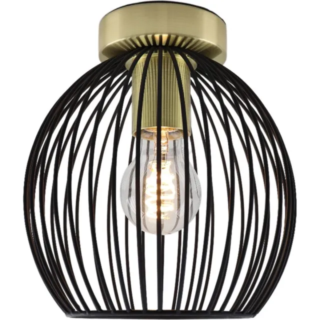 Olucia WIRO - Plafondlamp - Goud / Zwart - Geschikt voor Woonkamer/Slaapkamer/Kantoor/Horeca - Vorm: Bol