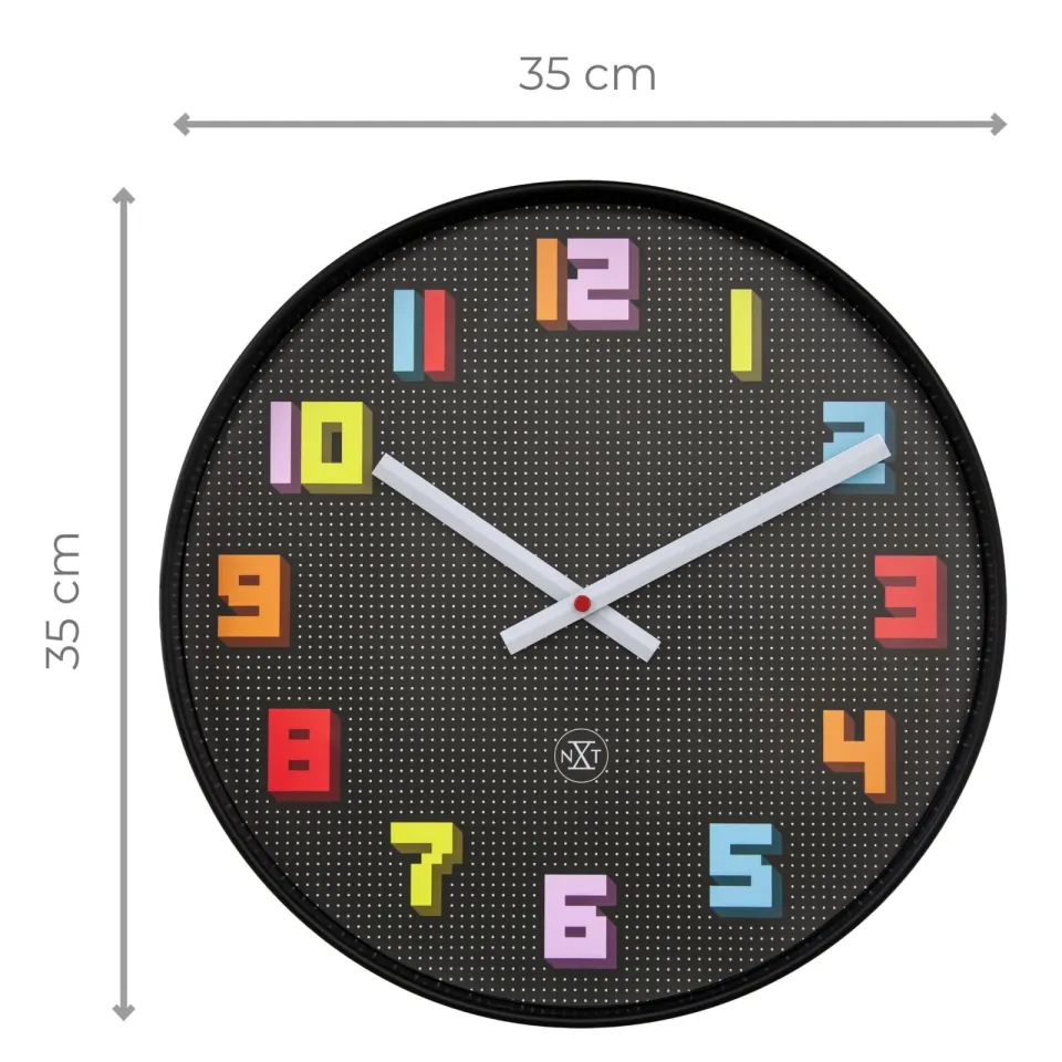 NeXtime Wandklok 35 cm - geruisloos - zwart/meerkleurig - ABS - nXt 'Game', foto 5
