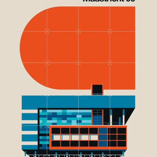 IXXI Maastricht 99, Bo Lundberg - 80 x 100 cm - Grote wanddecoratie en posters - Geometrische Kunst, Illustraties, Kleurrijk, Grafisch Ontwerp Blauw / Rood / Oranje
