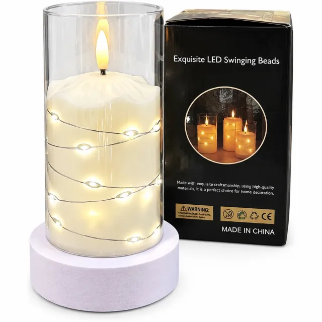 SWGOTA led kaarsen - decoratieve kaars van 7,5 x 15 cm, warm licht, vlamvormige led en lichtpuntjes rondom, kunststof, zonder batterijen Zwart