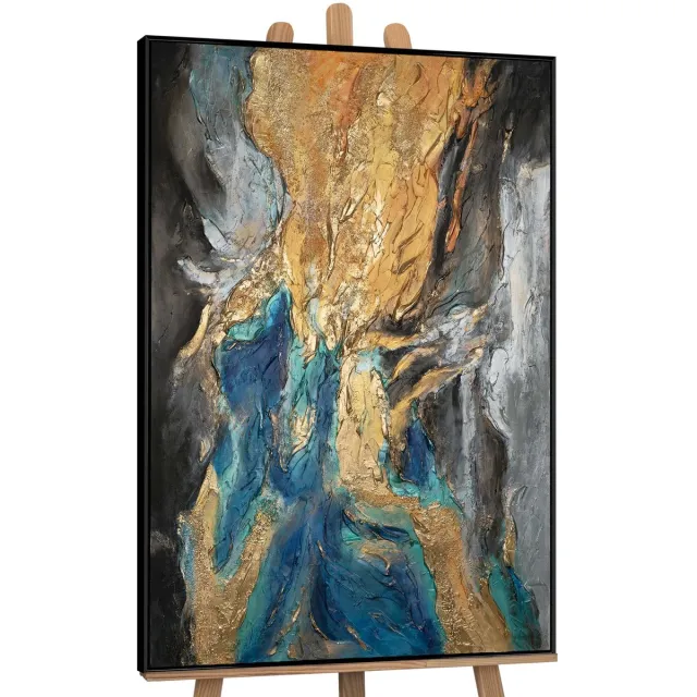 YS Canvas schilderij groot handgeschilderd abstracte symfonie muziek expressief – YS-Art Gallery – Expressieve wanddecoratie voor woonkamer – Modern schilderij voor kantoor en hal Black