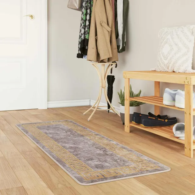vidaXL Vloerkleedloper MARSA Grijs en Goud 50 x 100 cm, foto 2
