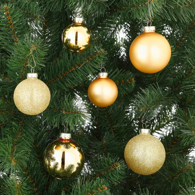 Mica Decorations Kerstballen glas goud - 42 stuks (ø7 cm)