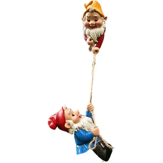 Knaak Kabouter Ornament Tuin - Klimmende Kabouters - Hars - Weerbestendig - Voor Binnen & Buiten Mulit Kleur