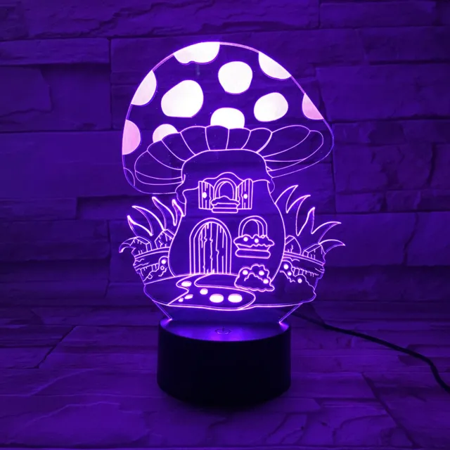 MC Living 3D Led Lamp Met Gravering - RGB 7 Kleuren - Paddenstoel