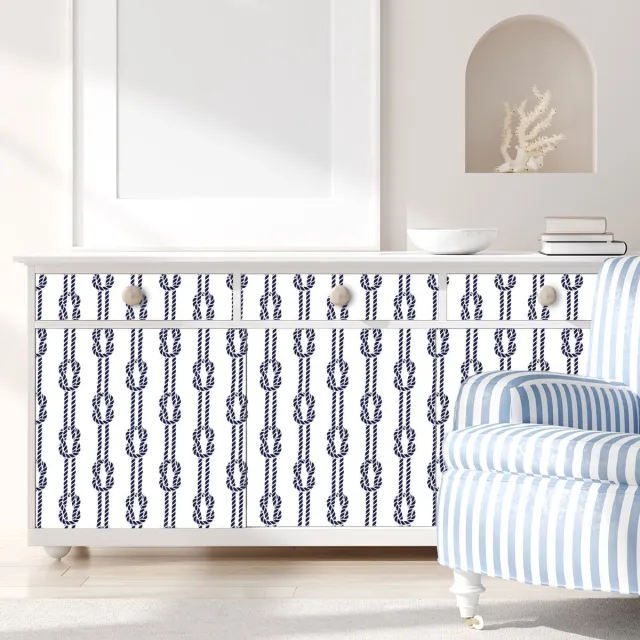 Ambiance Sticker Meubelsticker met nautisch thema en boottouwen, 60 x 90 cm Multi color