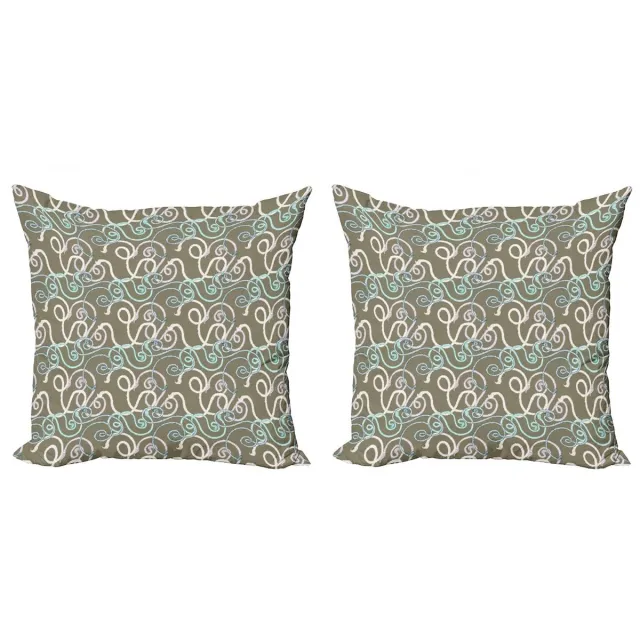 ABAKUHAUS Kussenhoes Set – 2x50x50 cm – Dubbelzijdige druk – Taupe-crème Taupe Creme