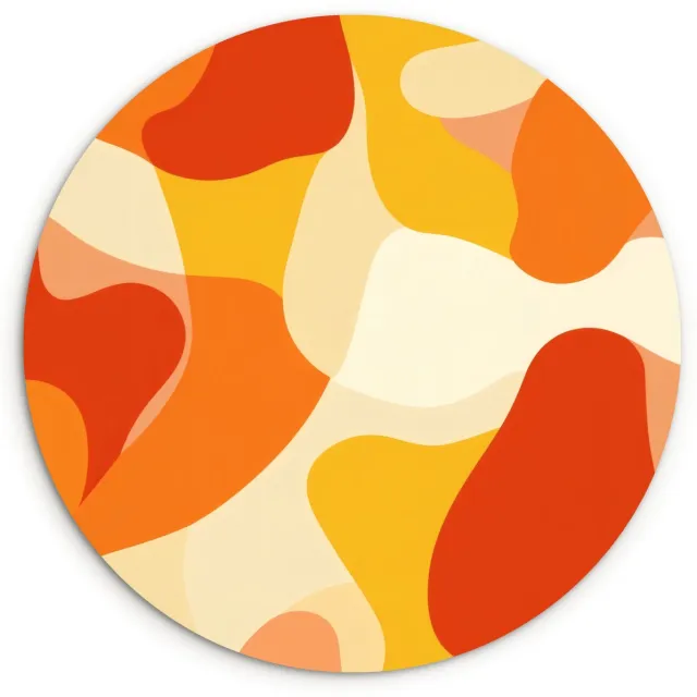 WallCircle Wandcirkel 150x150 cm - Muurcirkel Abstract - Vormen - Oranje - Muurdecoratie woonkamer - Wanddecoratie slaapkamer - Kamer decoratie accessoires - Ronde schilderijen