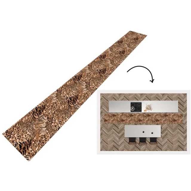 KitchenYeah Keukenloper - Keukenmat - Patronen - Tijger - Luipaardprint - 480x60 cm - Keuken vloerkleed Multicolor