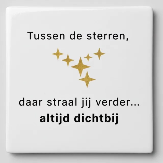 Nevolis Keramische Tekst Wandtegel 15x15 cm – Inspirerende Sterren Quote – Decoratieve Woon- & Herdenkingstegel Multi Color
