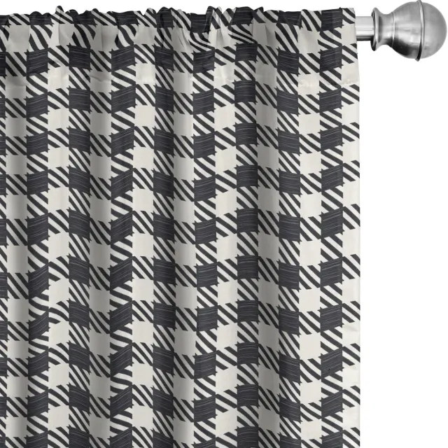 ABAKUHAUS Geruite gordijnen – 2x75x245 cm – microvezel, half verduisterend Wit Grijs