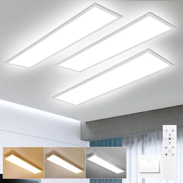 Oraymin 3 Stuks LED Paneel Plafondlamp 30W 100x25cm – Dimbaar – Afstandsbediening – 3300lm Wit