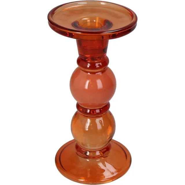 HD Collection Kaarsenhouder Glas Oranje 9x9x17,5cm