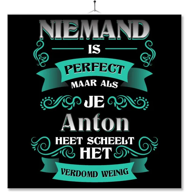MC Living Tegel Met Opdruk | Kado | Cadeau | Niemand Is Perfect Maar Als Je Anton Heet Scheelt Het Verdomd Weinig Multi-Color
