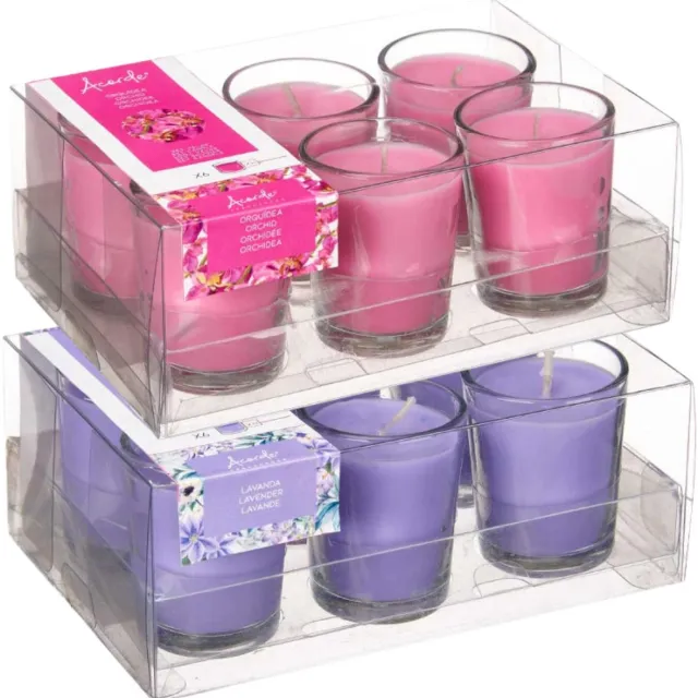 Arte r Arte regal geurkaarsen set - 6x lavendel - 6x orchidee - in glas - 8 branduren Roze