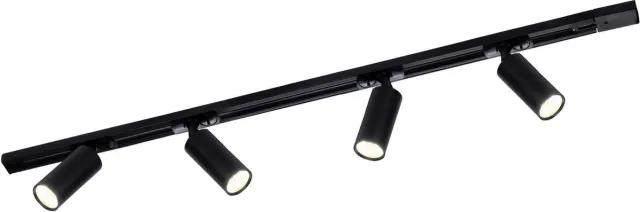 LEDVION LED Railverlichting 1M + 4 Railspots (5W - 2700K - Zwart - Dimbaar) - 1-Fase