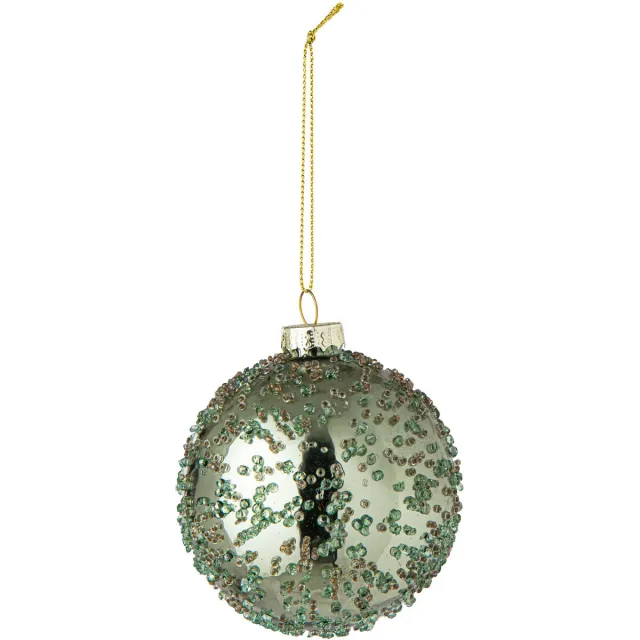 J-Line Kerstbal met parels - glas - mintgroen - set van 24