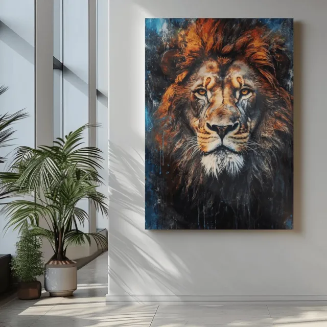 Trendex Global Canvas Schilderij - Wilde Dieren - Leeuw - Portret - 150x100x2 cm Bruin