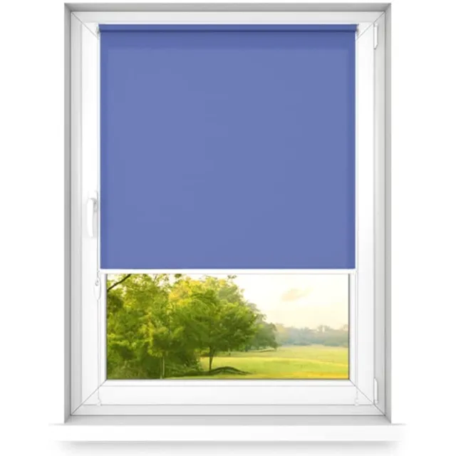Fart Produkt time4blinds mini rollo basic - Rolgordijn - Niet-invasief - Raamrolgordijn binnen zonder boren - Niet-invasieve handgrepen - Dimmen rollo - 800x1200mm Koningsblauw - Bediening aan de Linkerkant Koninklijk Blauw-links
