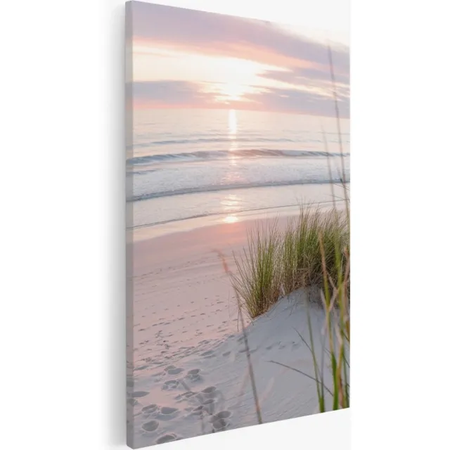 Saammp Canvas Schilderij - Brug naar het strand - Duinen - 75x100 - Foto op canvas - Wanddecoratie - muurdecoratie Woonkamer - Slaapkamer decoratie - Canvas Print Multicolor