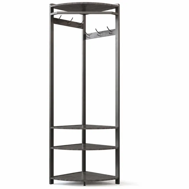 Sello! kapstok – schoenenrek – 6 haken – 3 planken – 50×50×180 cm zwart